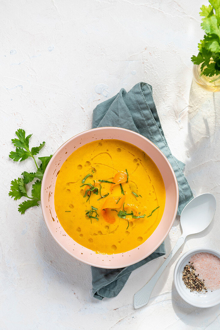 Vegan carrot and coriander soup