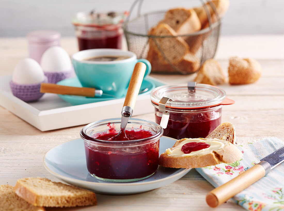 Sour cherry and vanilla jam for breakfast