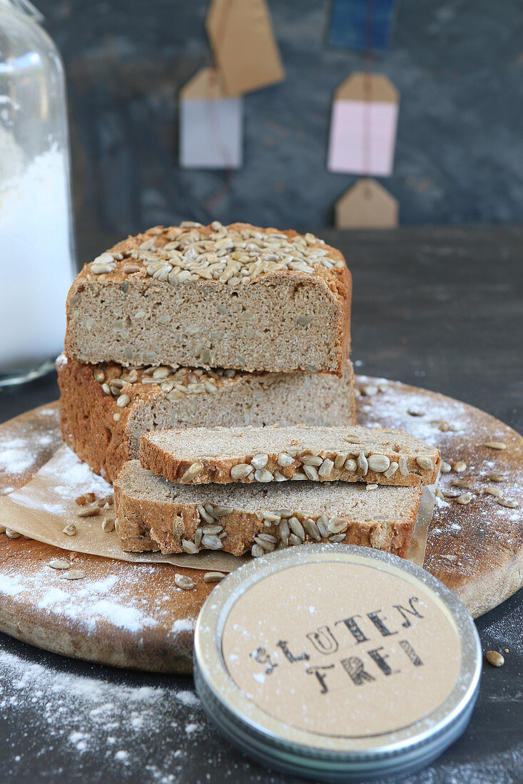 Homemade gluten-free bread with sunflower seeds