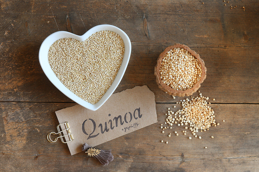 Quinoa, whole and puffed