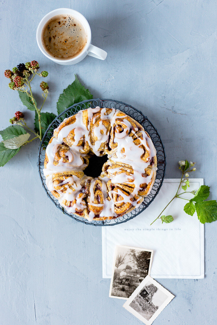 Blackberry pastries with frosting