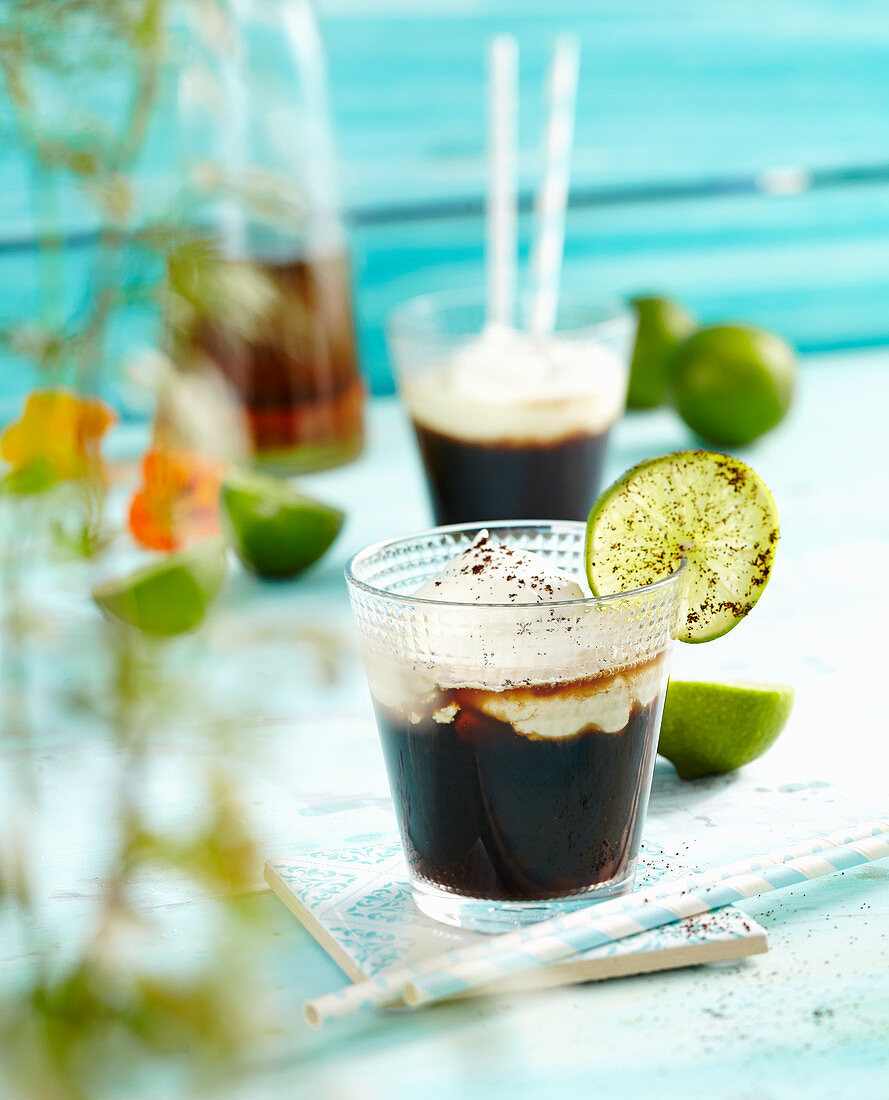 Cafe de Cuba (coffee with rum, lime, cream and cocoa)