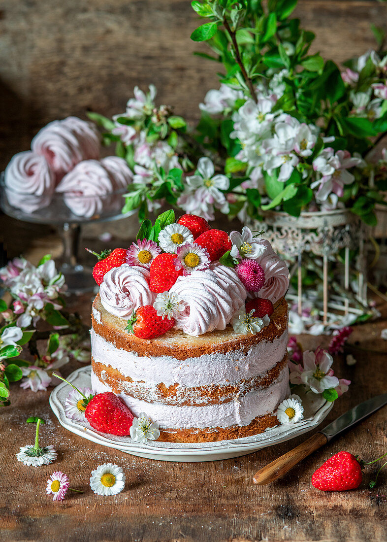 Strawberry zefir cake
