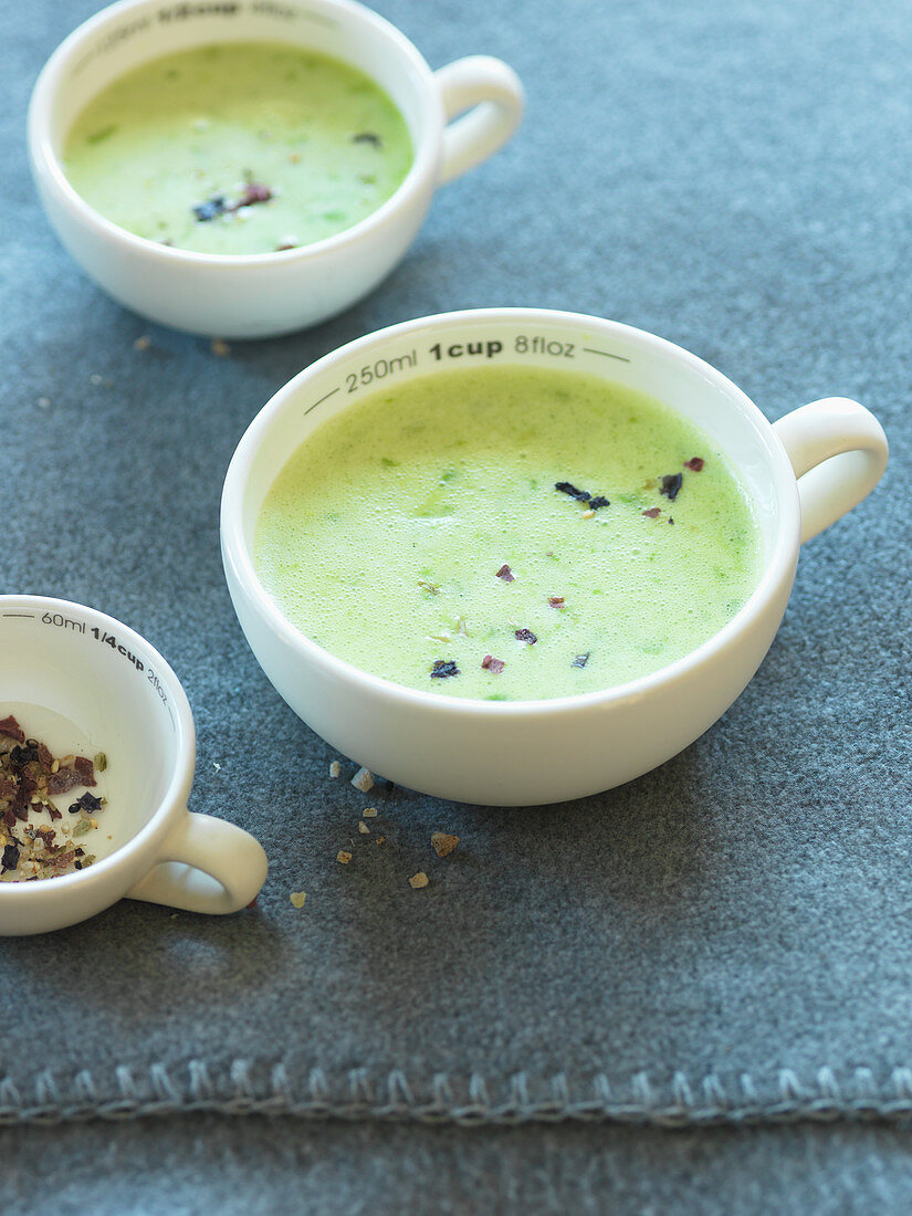 Cups of wild garlic soup