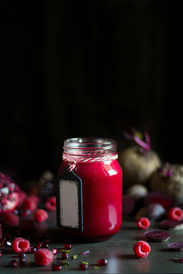 A jar of raspberry and beetroot jam