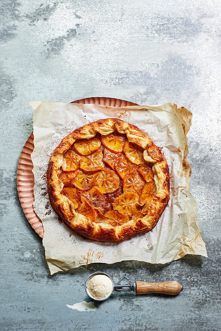 Persimmon and memrillo galette