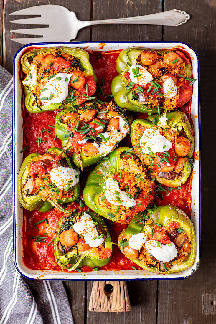 Peppers stuffed with couscous and sausage