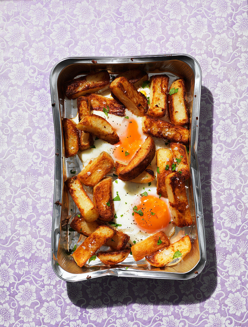 Homemade Chips with Fried Eggs