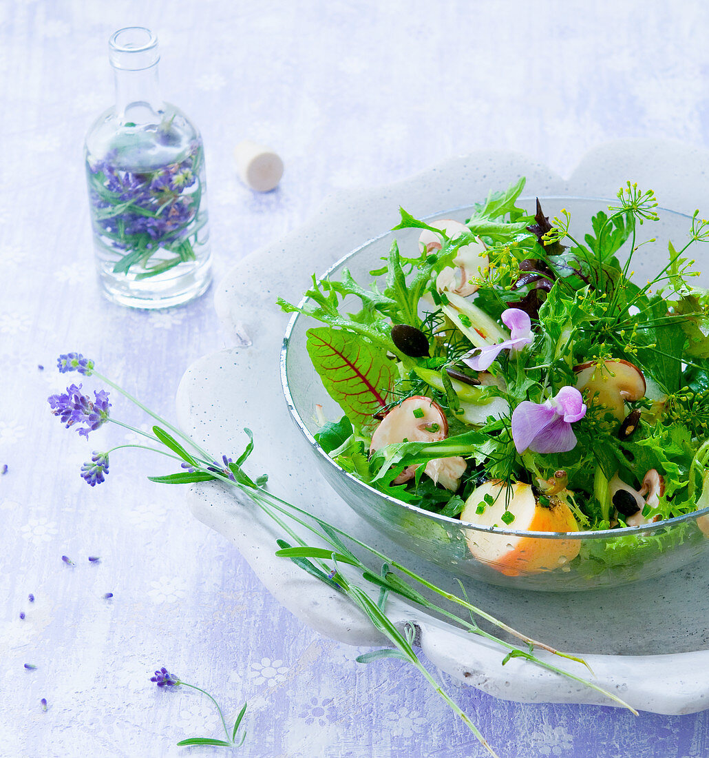 Spring salad with lavender vinaigrette