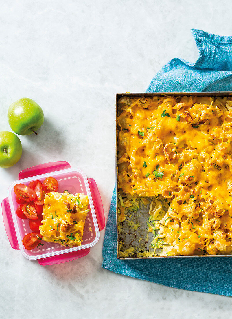 Mac and cheese traybake squares