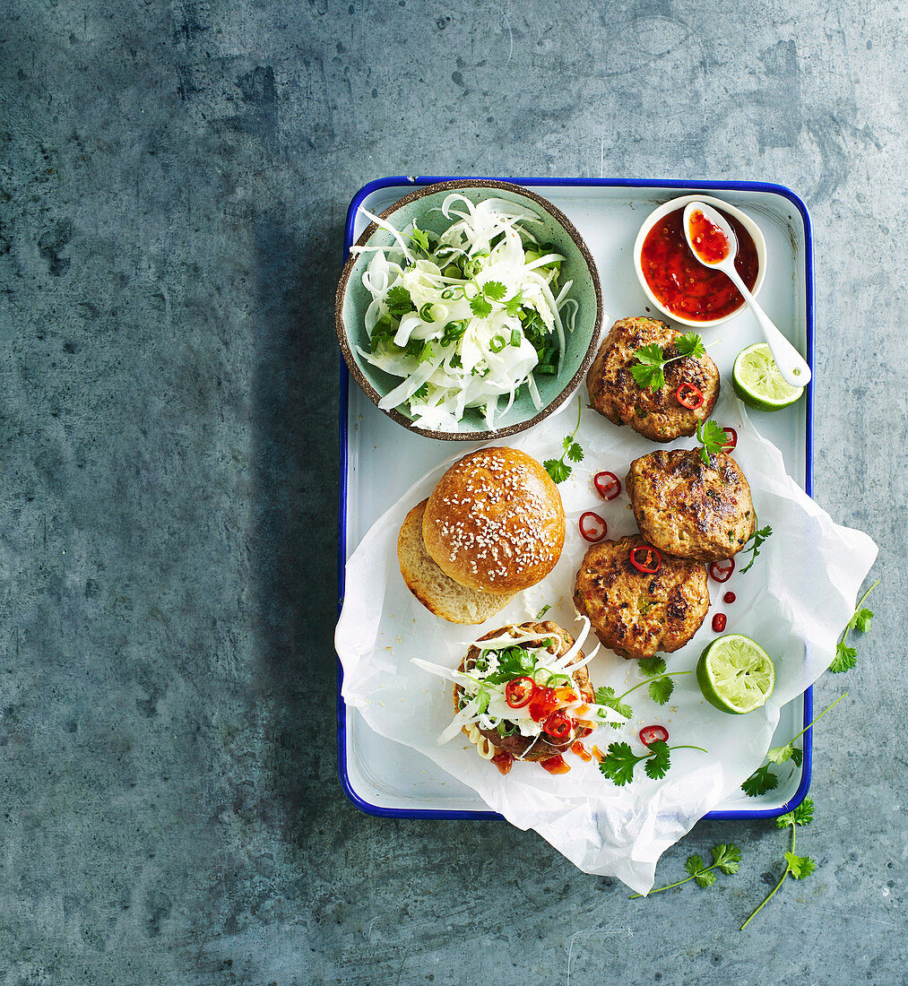 Pork and miso burgers with slaw