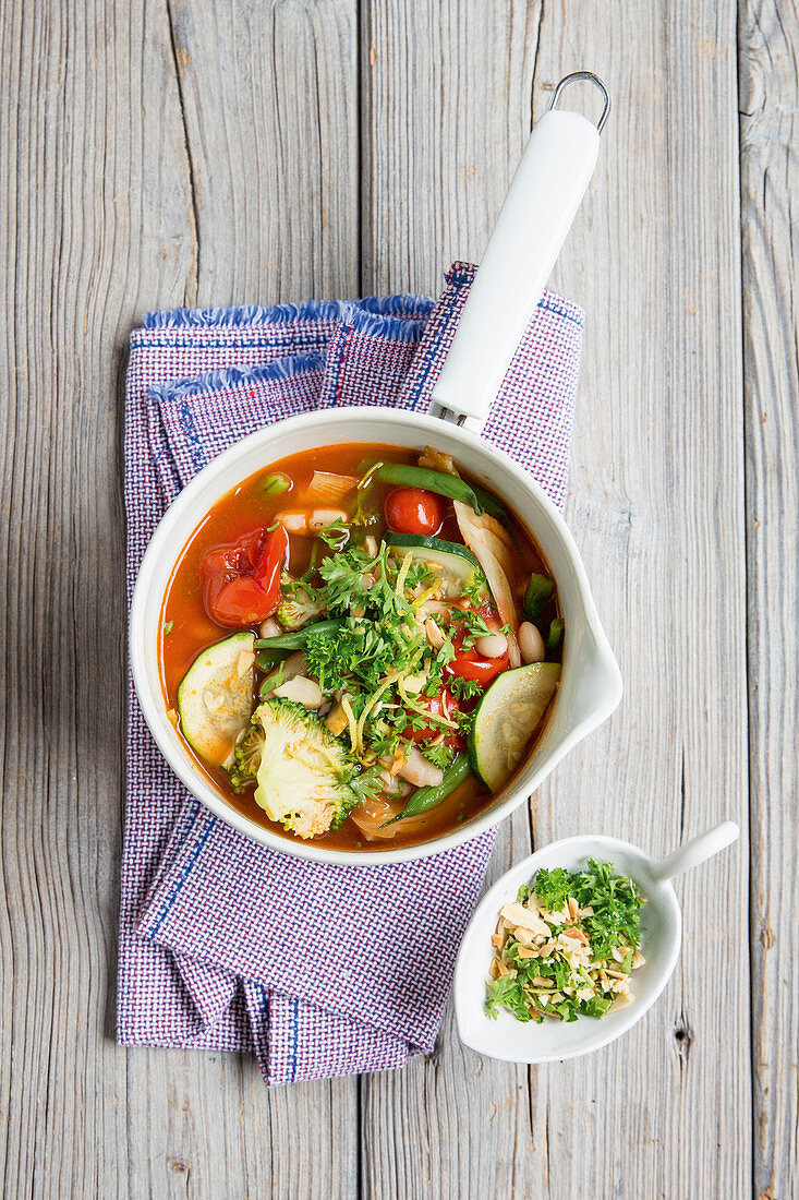 Colourful vegetable stew with gremolata