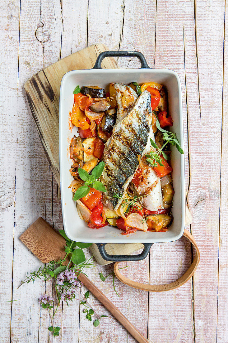 Ratatouille with mackerel