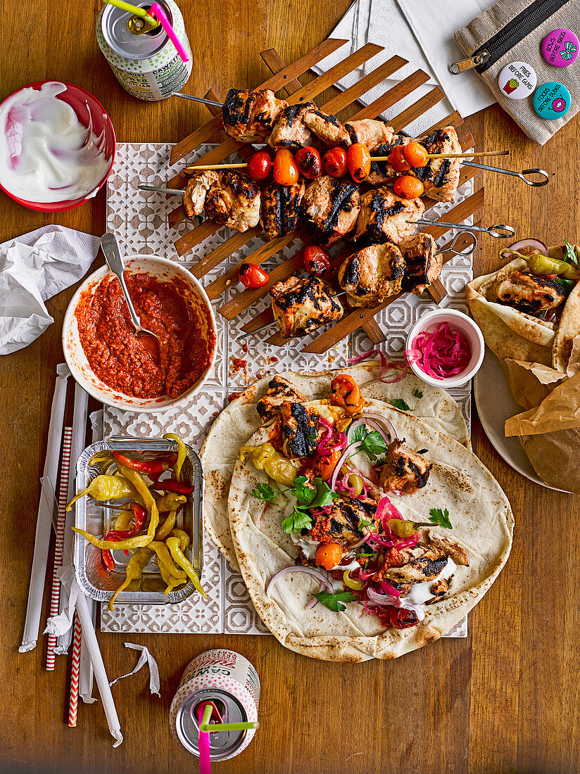 Turkish kebabs with tomato chilli sauce