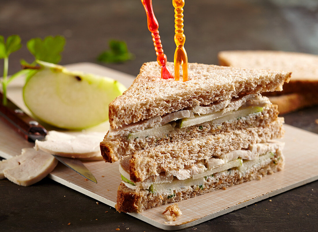 Chicken breast and apple sandwiches