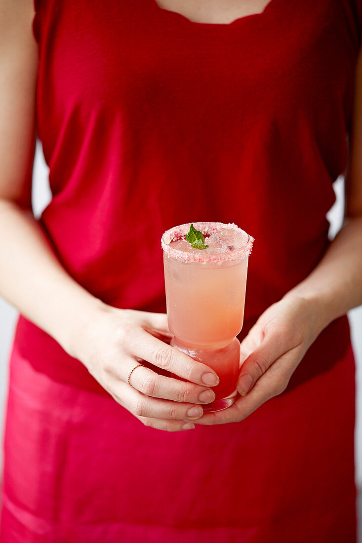 Rhubarb and custard cocktail