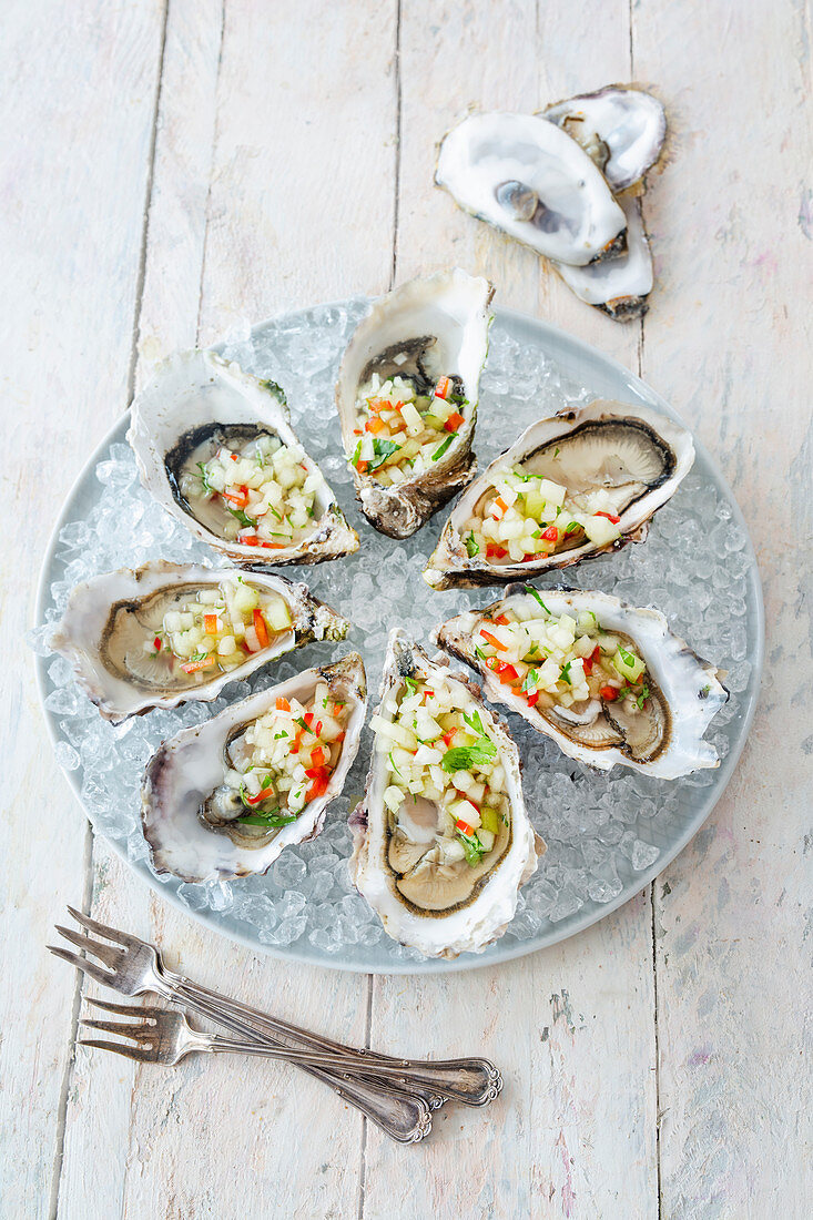 Oysters with melon salsa (Australia)