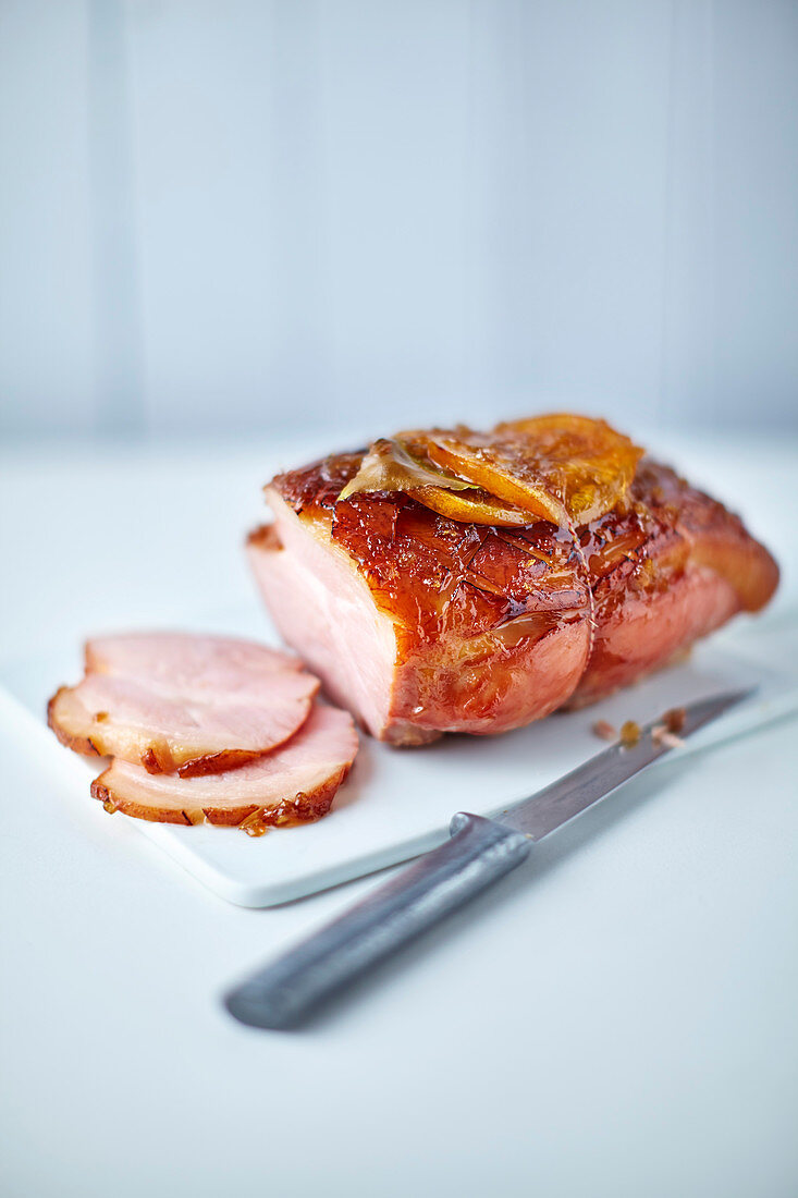 Smoked gammon with whisky and ginger glaze