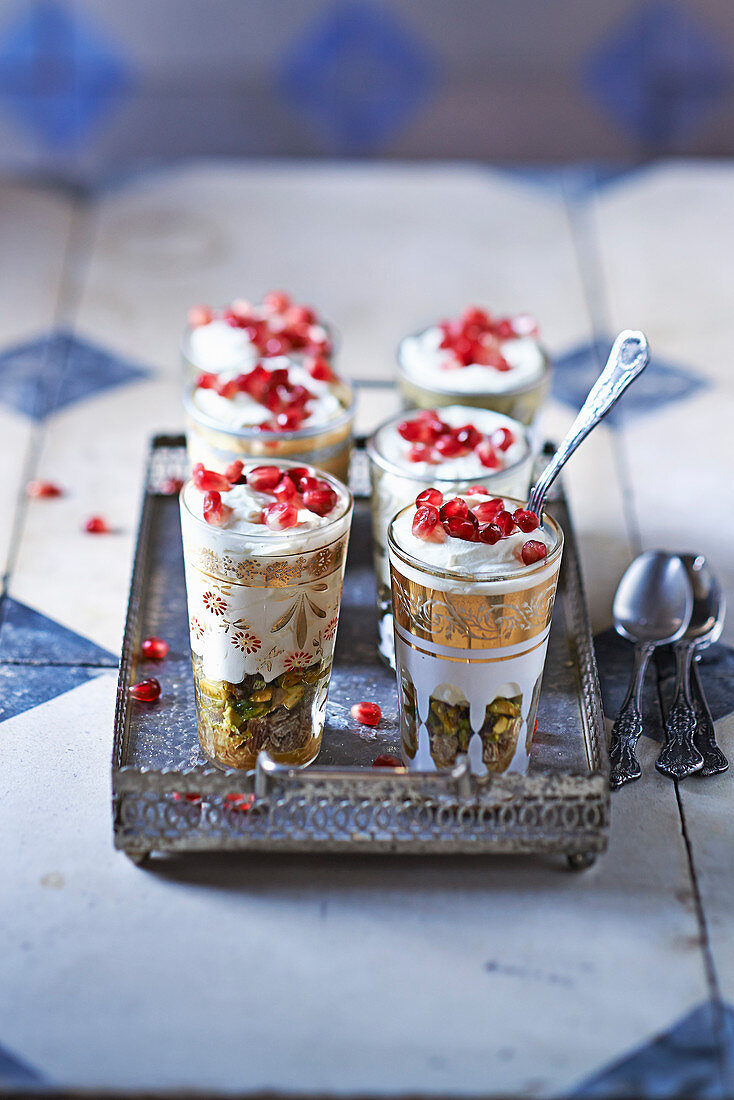 Honeyed nut and pomegranate pots