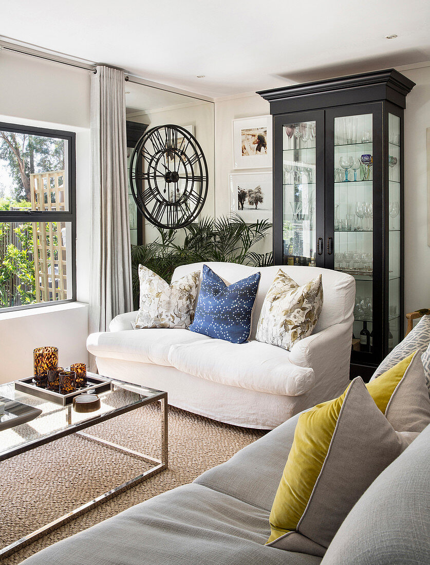 Display case in classic living room