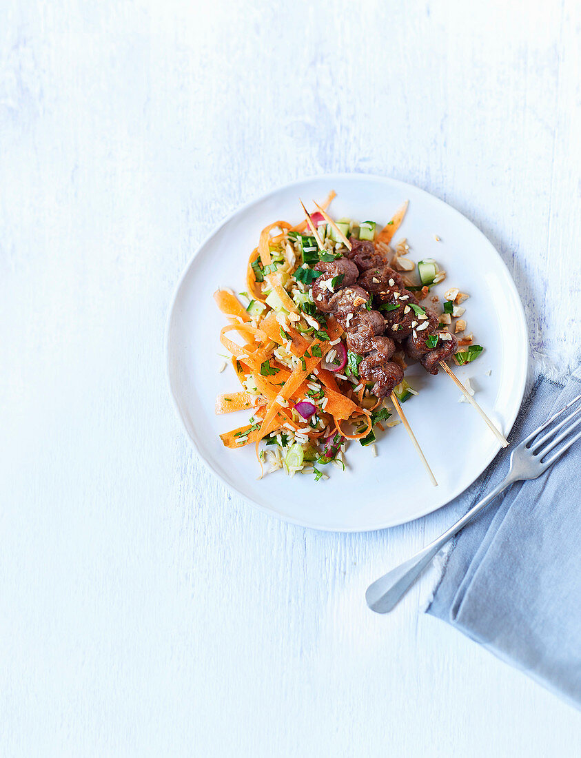 Zingy teriyaki beef skewers