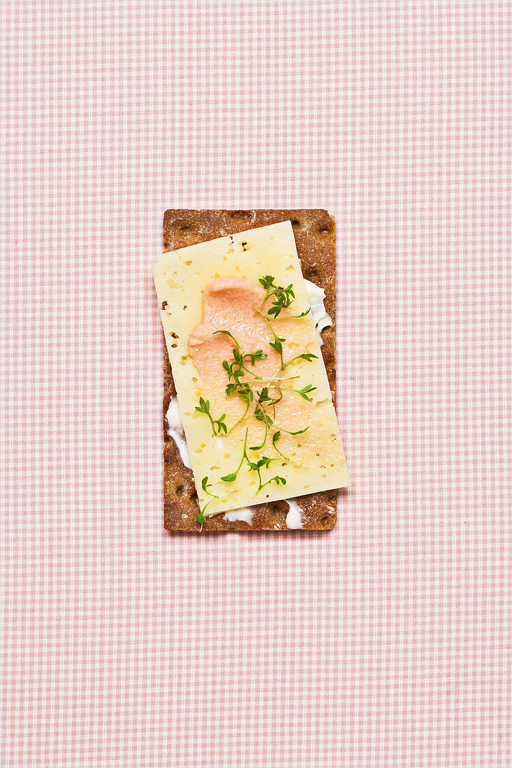 Cheese and cress on crispbread