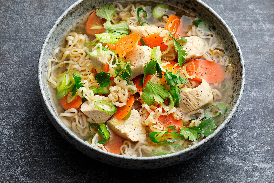 Chinese chicken soup with mie noodles