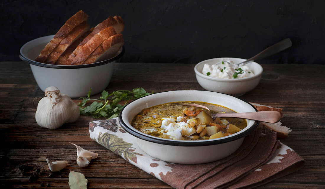 Autumn potato and beans soup