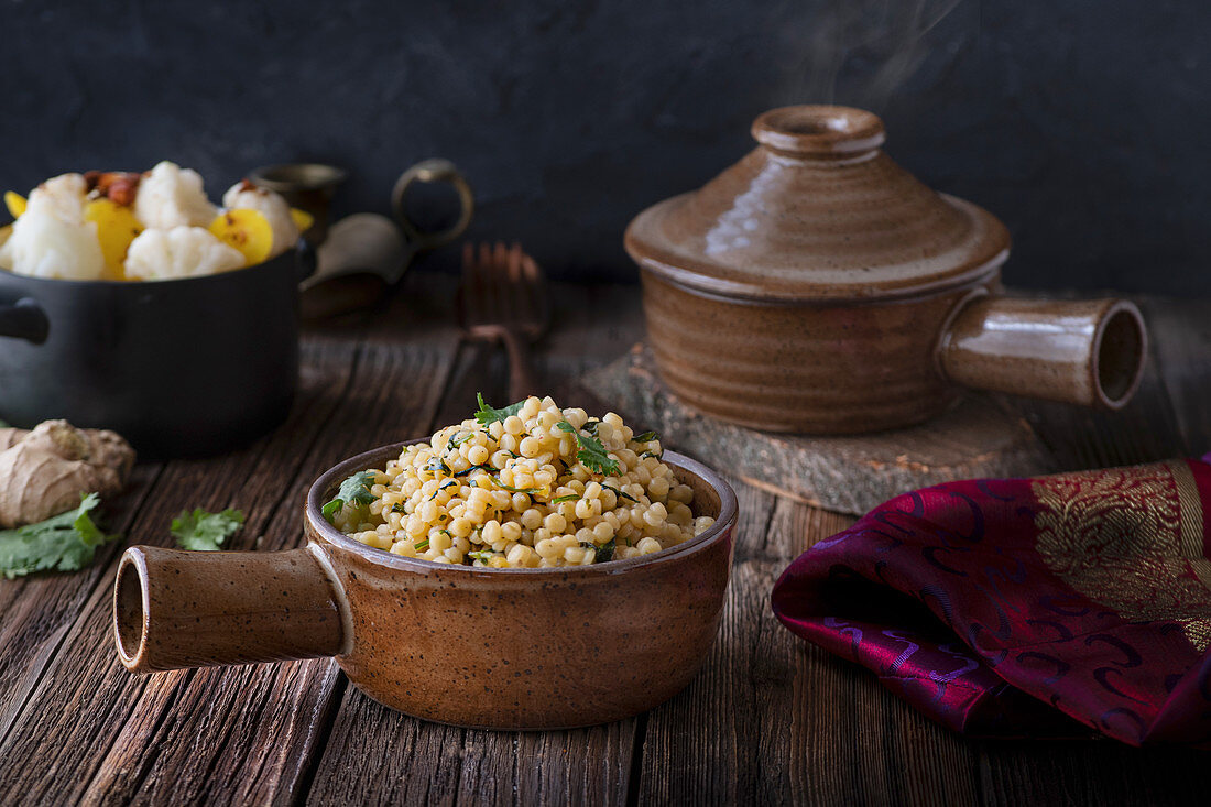 Ptitim with herbs (Israeli couscous)