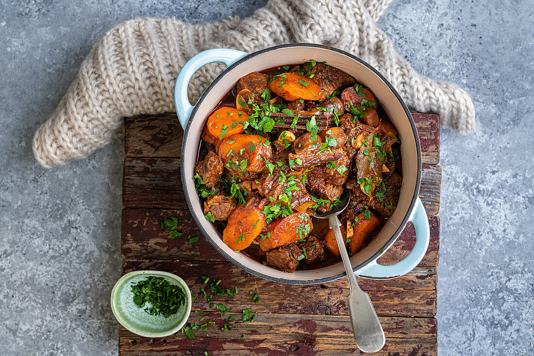 Chunky beef stew with carrots