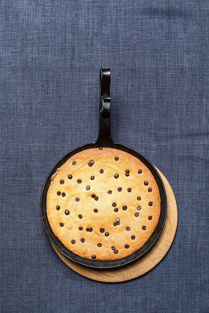 A skillet cookie (chocolate chip pancake)
