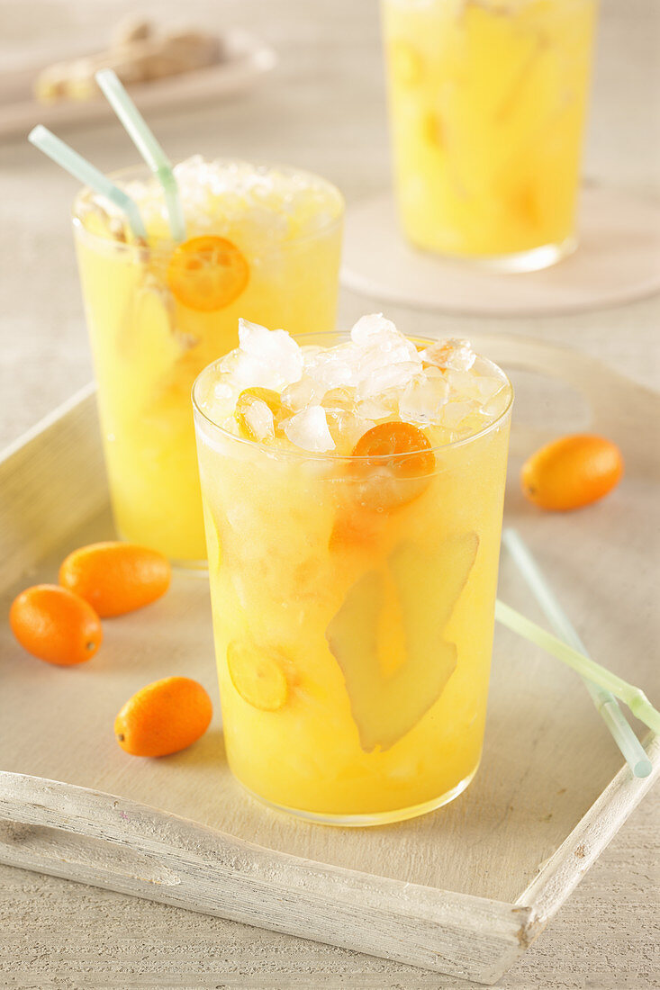 Orange juice with ginger and crushed ice