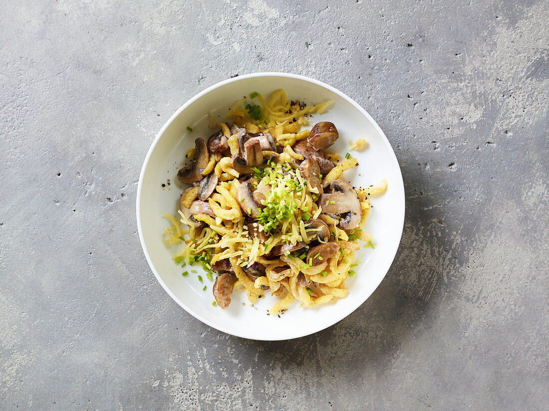 Fried Swabian egg noodles with chestnuts