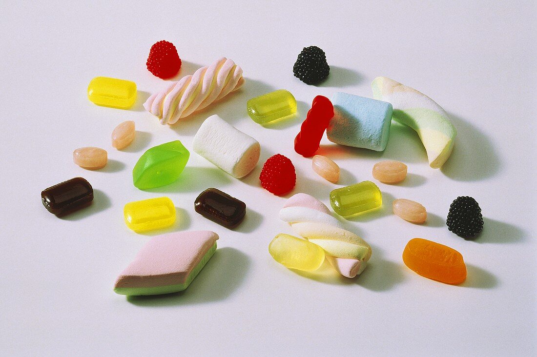 Assorted fruit gums and sweets