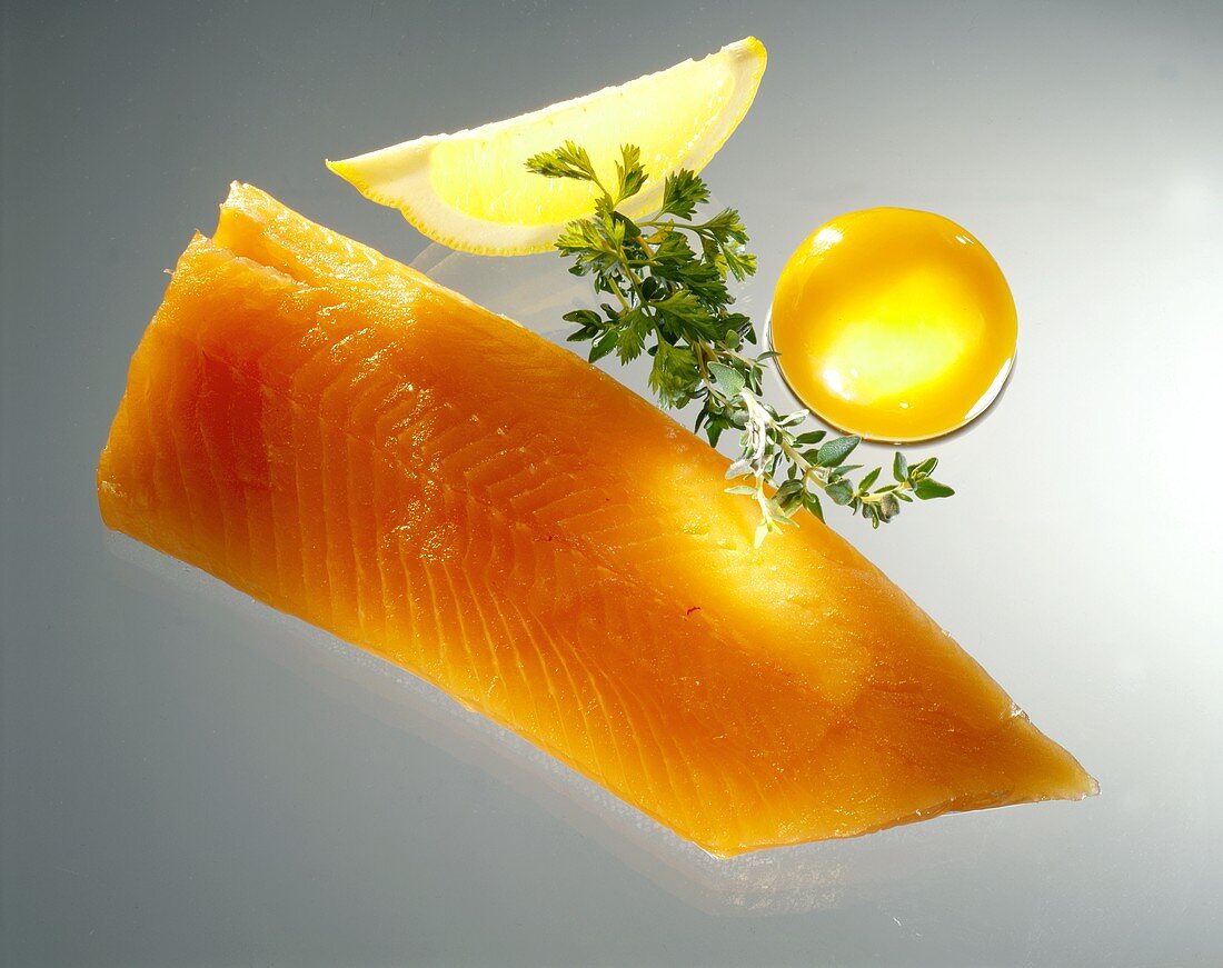 Salmon Trout Fillet with Lemon, Herbs and an Egg Yolk