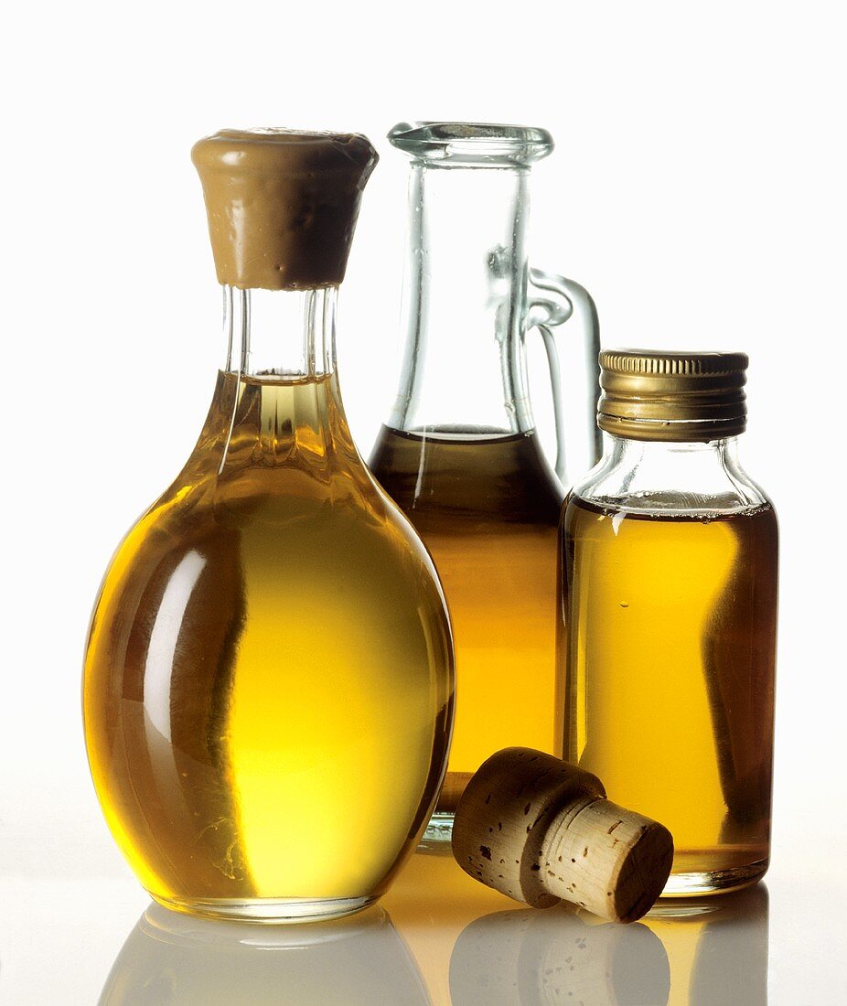 Nut oils in three different bottles