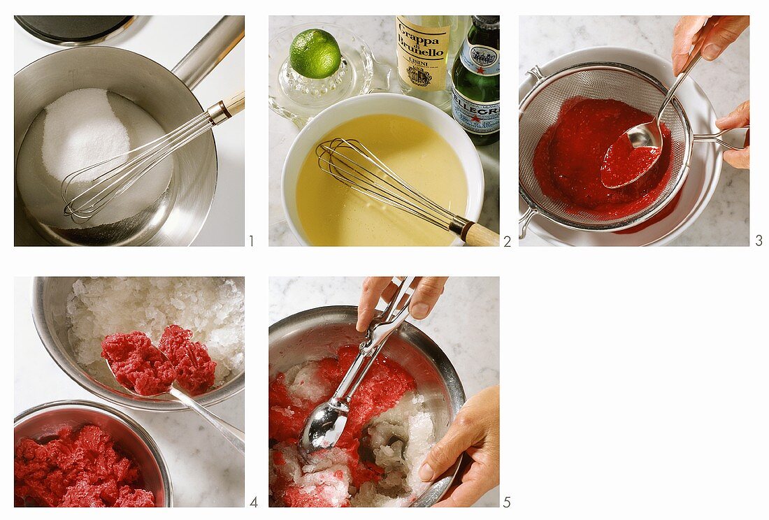 Making grappa & raspberry sorbet
