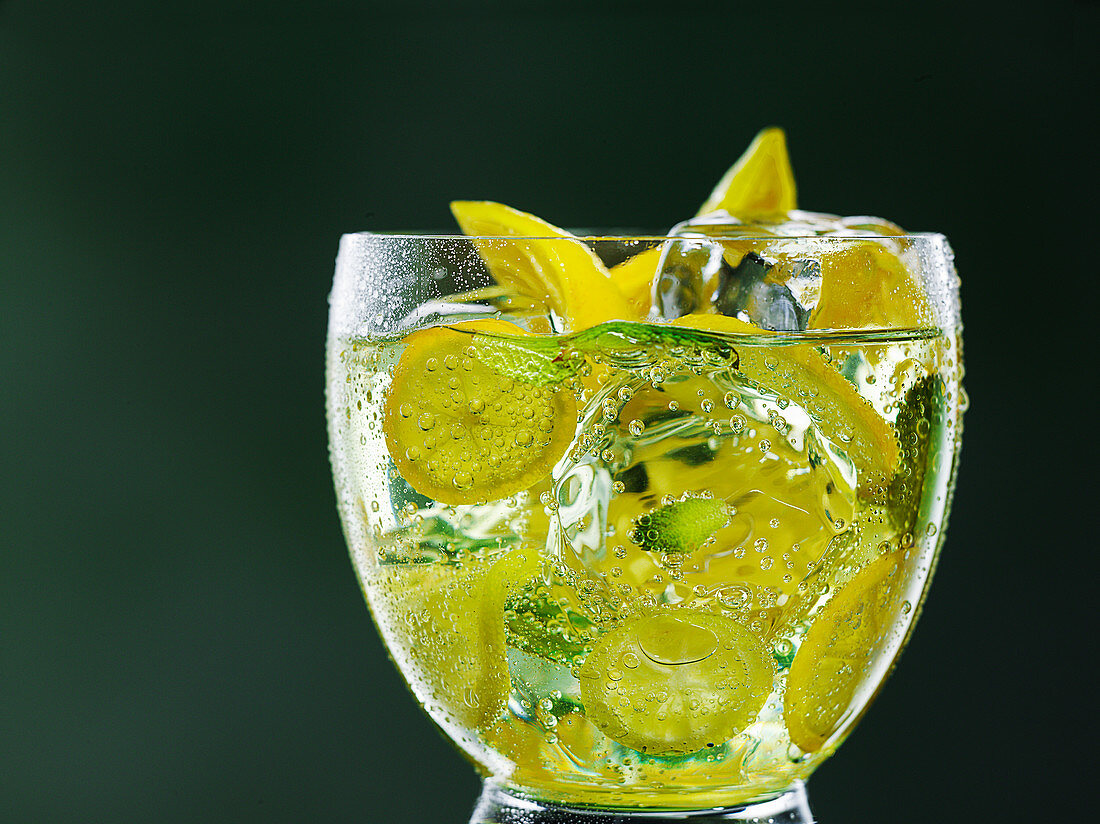 Soda lemon in a glass