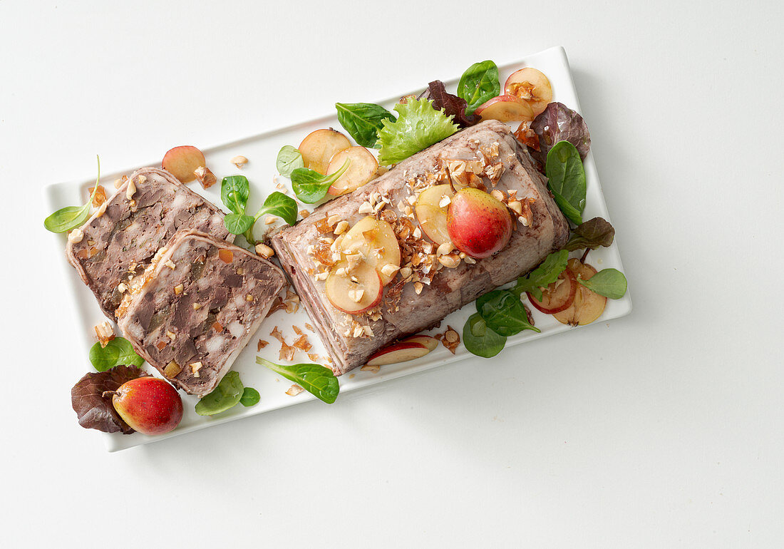 Chicken liver terrine with caramelised pears