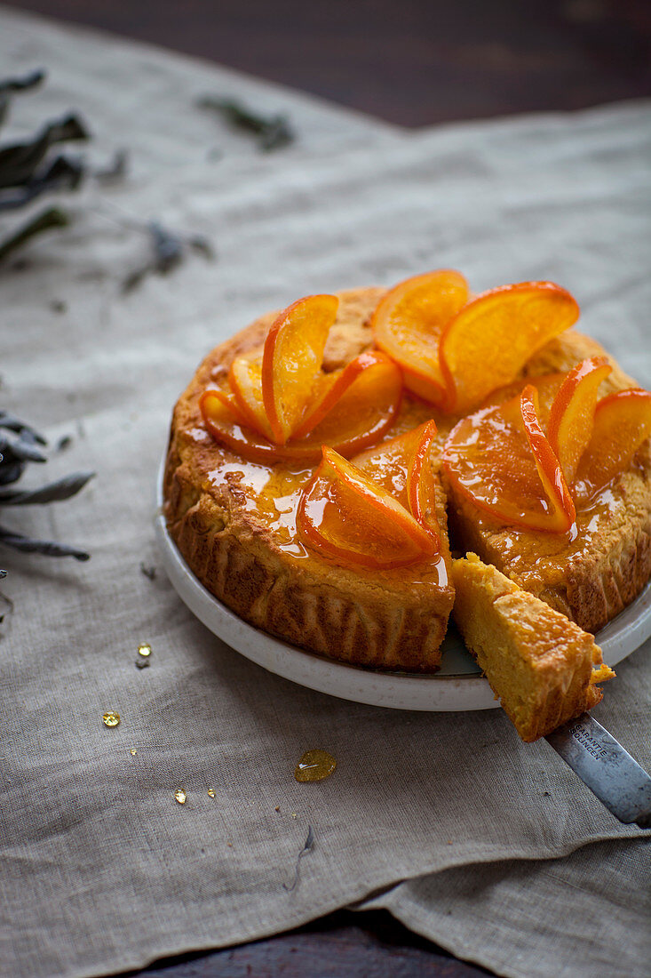 Cake with candied orange slices