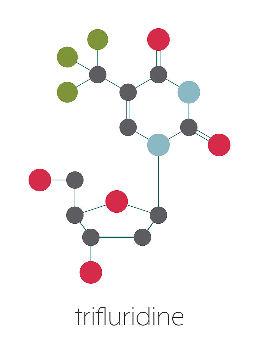 Trifluridine antiviral drug molecule, illustration