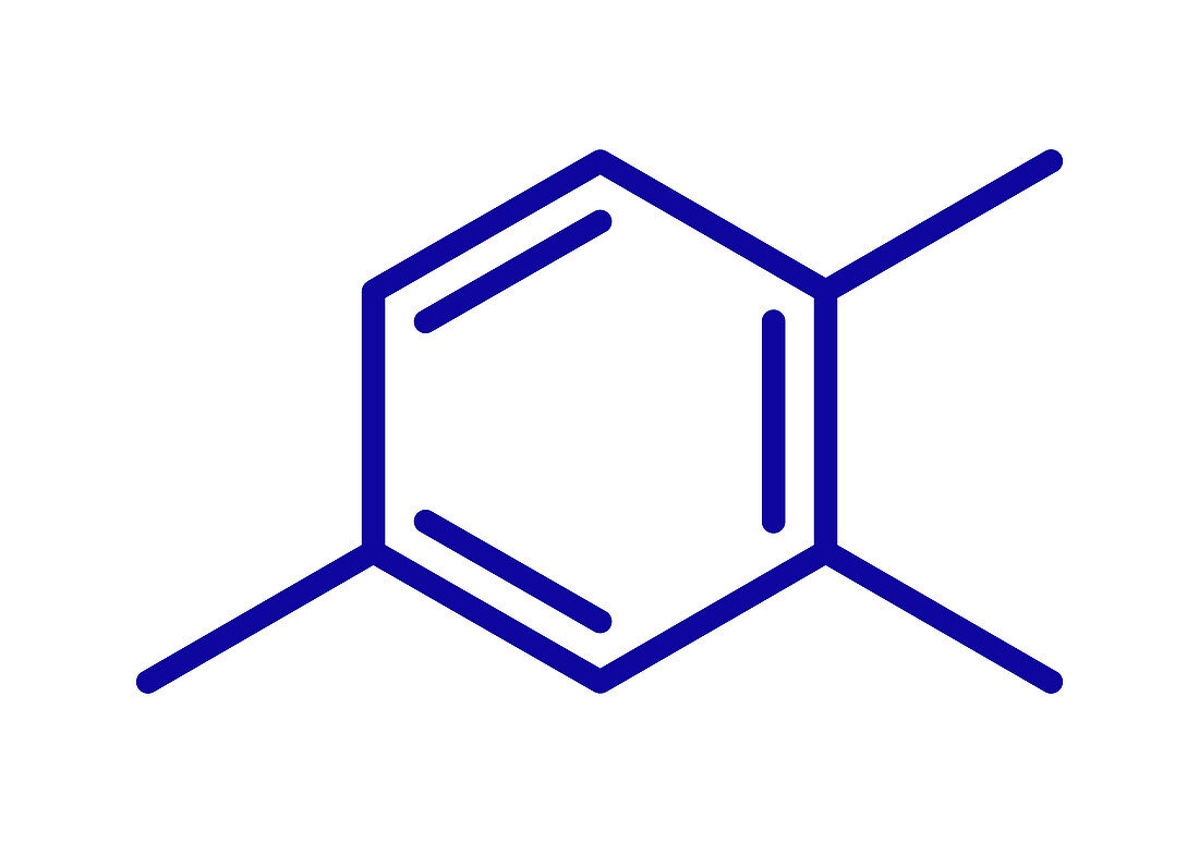 Pseudocumene aromatic hydrocarbon molecule, illustration