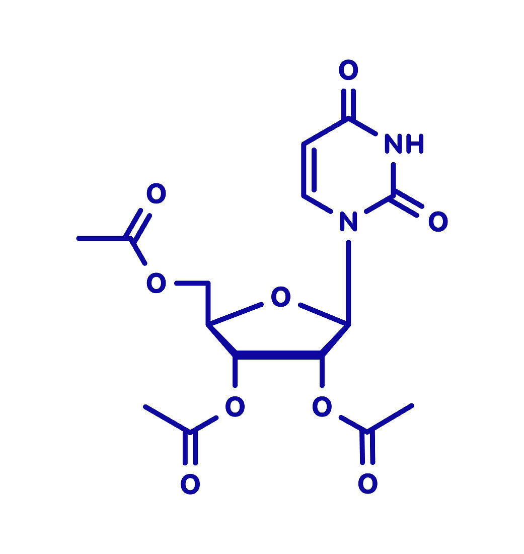 Uridine triacetate drug molecule, illustration