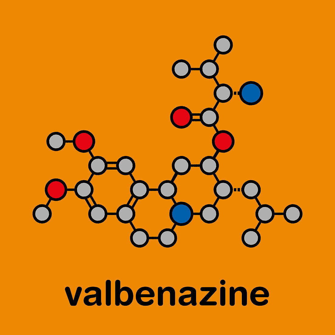 Valbenazine tardive dyskinesia drug molecule, illustration
