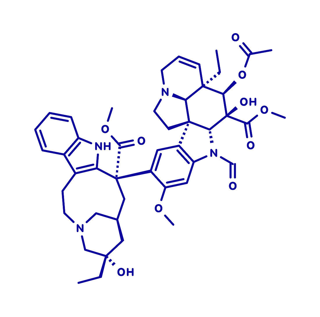 Vincrinstine cancer drug molecule, illustration