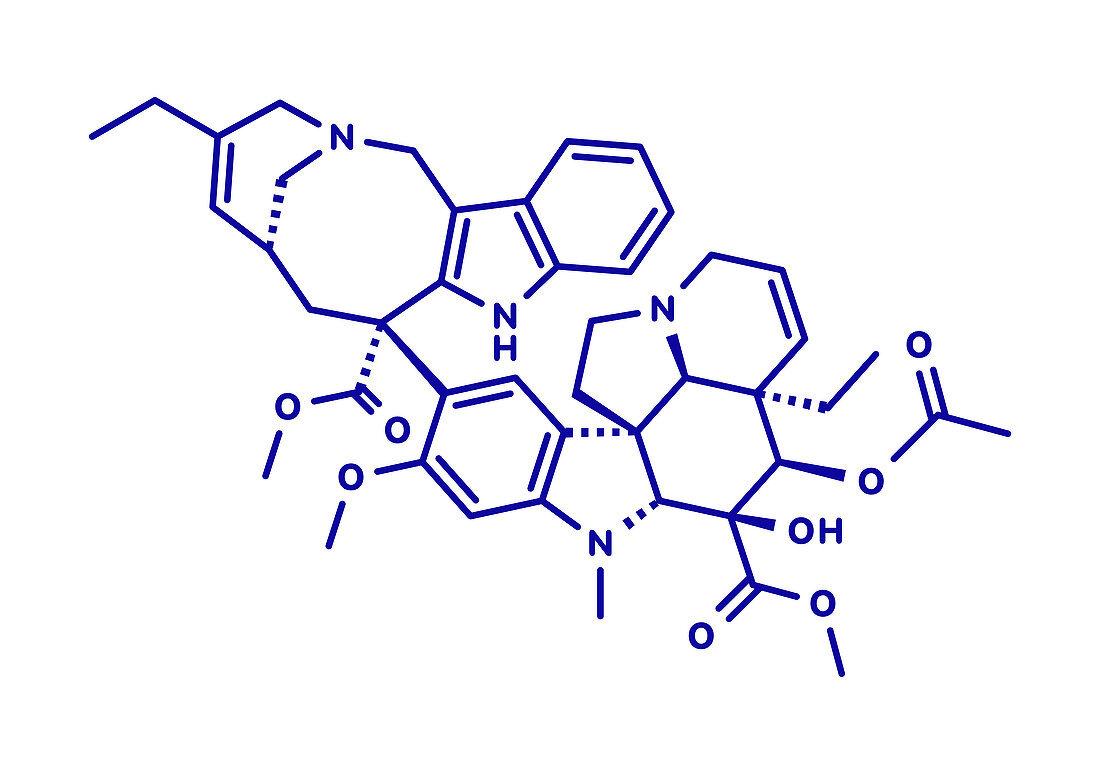 Vinorelbine cancer chemotherapy drug molecule, illustration