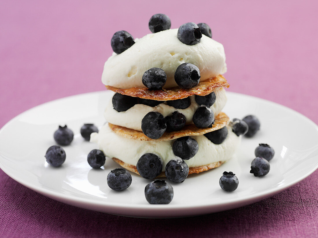 Almond biscuits with buttermilk dumplings and blueberries