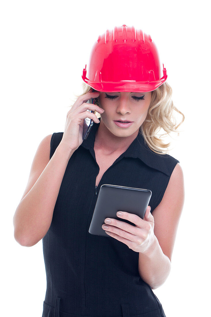 Construction manager on phone