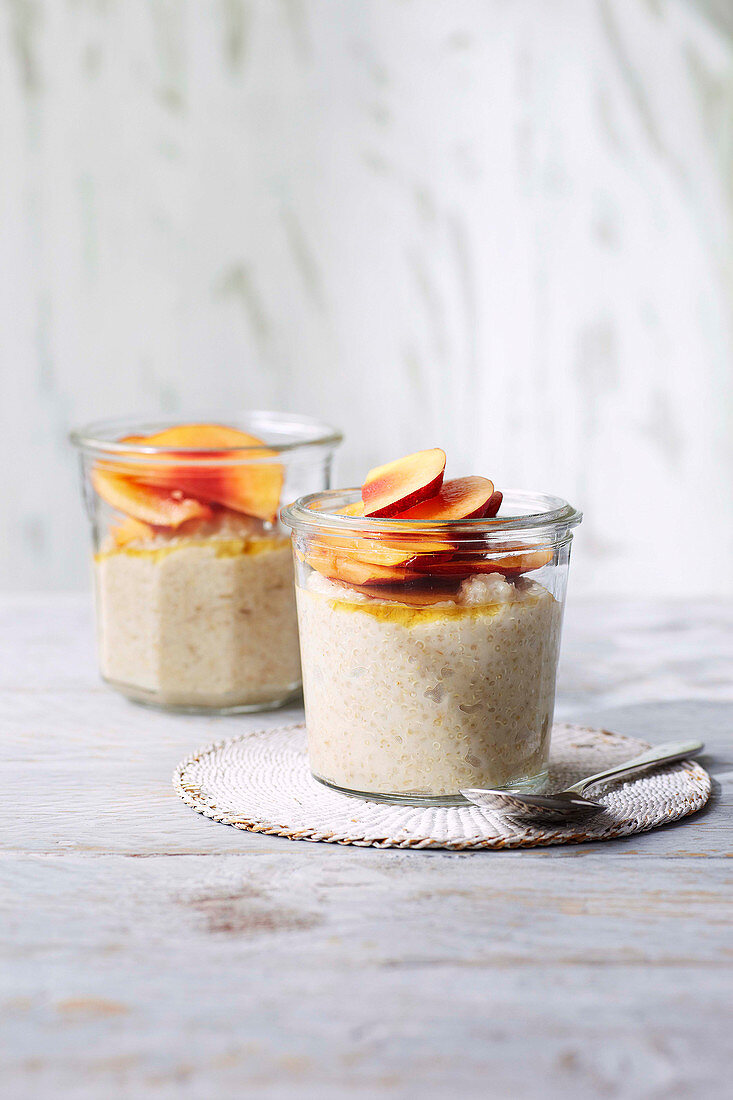 Cardamom and peach quinoa porridge