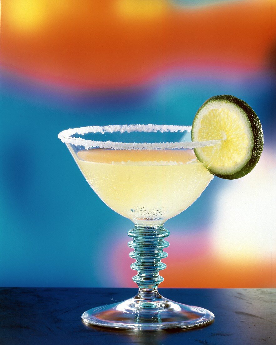 Margarita with Salt and Lime Slice